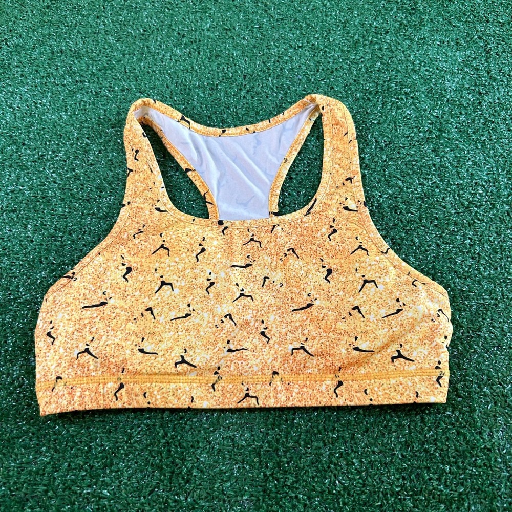 SHEIN Yoga Print Sports Bra Womens‎ Small Orange Racerback Stretch